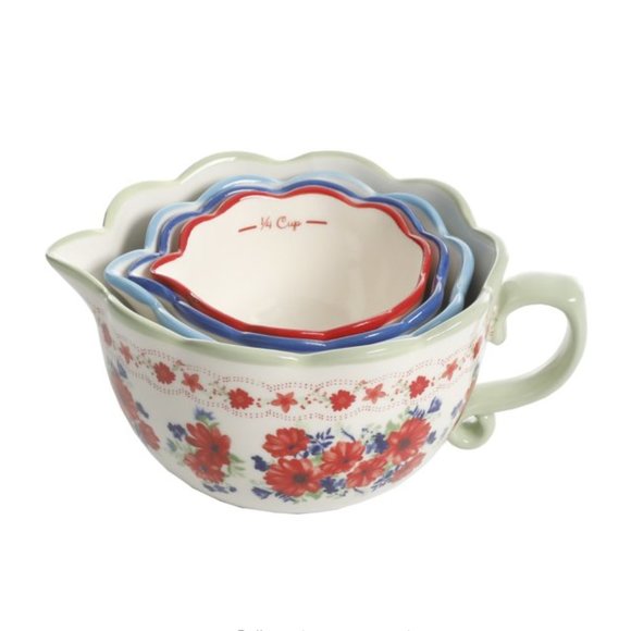 The Pioneer Woman Classic Charm 4-piece Measuring Bowls New - Picture 2 of 8
